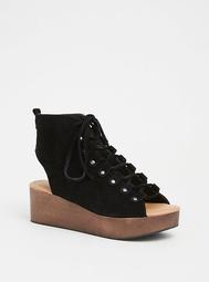 Genuine Suede Lace Up Wedges (Wide Width)