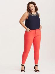 Skinny Pant - Coral Red All-Nighter Ponte