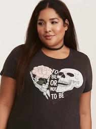 Charcoal Grey To Be or Not Skull Lace Up Back Tunic Tee