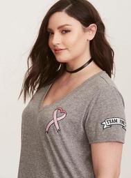 Breast Cancer Awareness Team Pink V-Neck Tee