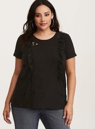 Ruffled Lace Destructed Tee