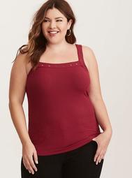Grommet Ribbed Knit Tank Top