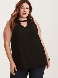 Crepe Banded Neck Tank Top