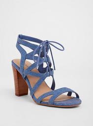 Chambray Lace-Up Stacked Sandal