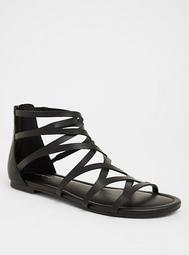 Black Gladiator Sandal (Wide Width)