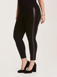 Ankle Trouser - Striped Side Black Deluxe Stretch