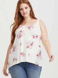 White Floral Jersey Bow Tank