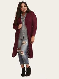 Purple Cable Knit Duster Sweater