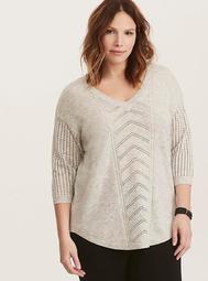 Ivory V-Neck Shirttail Tunic Sweater