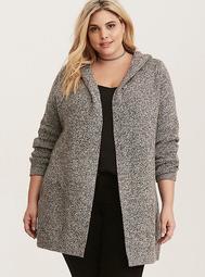 Marled Knit Hooded Sweater Coat