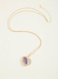 Gold Heart & Lilac Pendant