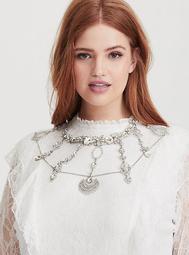 Runway Collection - Silver Plated Statement Bib Necklace