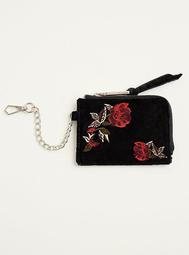 Rose Velvet Zip Wallet Keychain