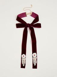 Embellished Velvet Bow Choker