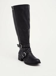 Studded Multi-Buckle Knee-High Boots (Wide Width & Wide Calf)