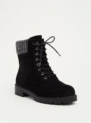 Sweater Knit Top Combat Boots (Wide Width)