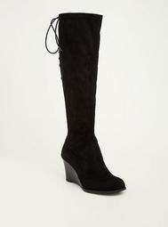 Faux Suede Lace-Up Wedge Boots (Wide Width & Wide Calf)