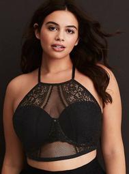 Mixed Lace High Neck Bralette