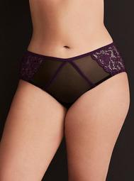 Mesh Side Lace Ruched Back Hipster Panty