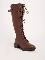 Lace Up Knee-High Combat Boots (Wide Width & Wide Calf)