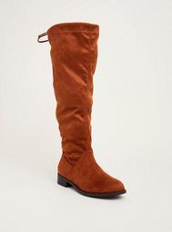 Faux Suede Tie Back Stretch Knee Boots (Wide Width & Wide Calf)