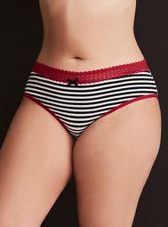 Striped Lace Trim Hipster Panty