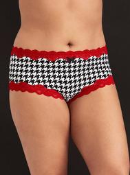 Houndstooth Lace Trim Cheeky Panty