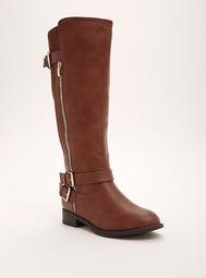 Double Buckle Side Zip Knee-High Boots (Wide Width & Wide Calf)