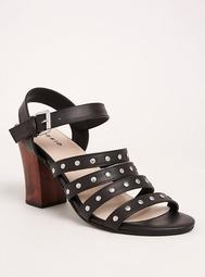 Studded Cage Front Wooden Bottom Heels (Wide Width)