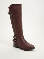 Double Buckle Side Zip Knee-High Boots (Wide Width & Wide Calf)