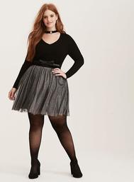 Shimmer Tulle Challis Mini Skirt
