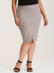 Grey Wrap Ponte Pencil Skirt