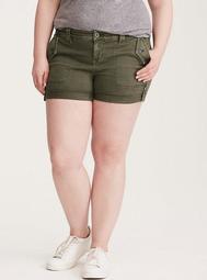 Military Short Shorts - Olive Wash