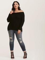 Black Ribbed Knit Marilyn Sweater