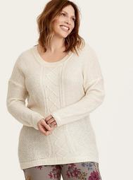 Ivory Metallic Cable Knit Sweater