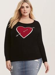 Black Intarsia Heart Pullover Sweater