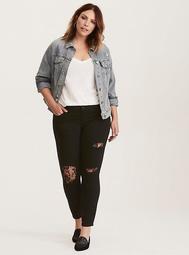 Jeggings - Black Wash with Lace Inset