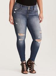 Premium Stretch Jegging - Light Wash with Ripped Destruction