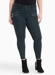 Multi Zip Jegging - Turquoise Check Print