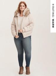 Faux Fur Trimmed Quilted Bomber Jacket