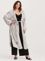 Runway Collection - Grey Embroidered Satin Robe