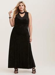 Special Occasion Black Velvet Cutout Neck Gown (Short Inseam Now Available)