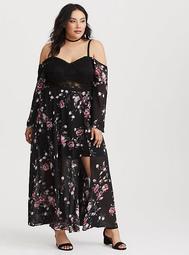 Runway Collection - Black Floral Lace Maxi Dress (Short Inseam Now Available)