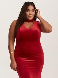 Special Occasion Red Velvet Cutout Gown (Short Inseam Now Available)