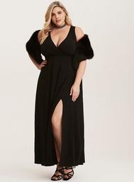 Special Occasion Black Surplice Maxi Gown (Short Inseam Now Available)