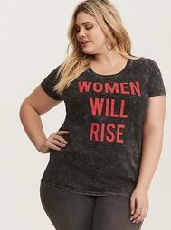 Grey Mineral Wash Women Will Rise Crew Tee