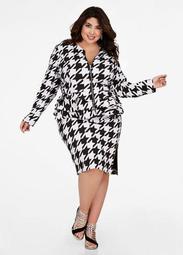 Houndstooth Pencil Skirt