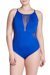 Meshed Up One-Piece Swimsuit (Plus Size)