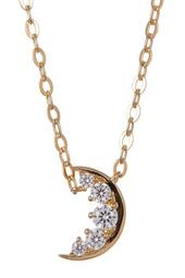 18K Gold  Plated CZ Crescent Moon Pendant Necklace