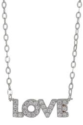 Rhodium Plated Brass CZ Love Pendant Necklace